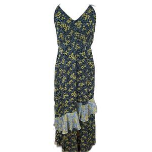 A Pea in the Pod Maternity Blue Yellow Chiffon Sleeveless Dress - Maternity M